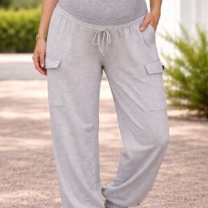 SHEIN Heather Gray Maternity Cargo Joggers